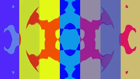 Fluid Forms Over Flickering Color Bars Seamless Looping Video stock 129811575