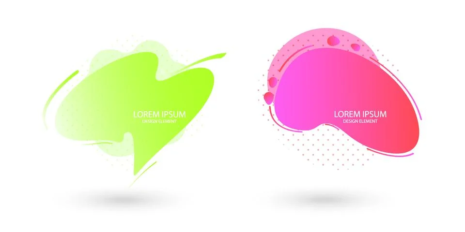 Fluid frame isolated. Set of abstract liquid shapes, colorful elements, gradient イラスト素材