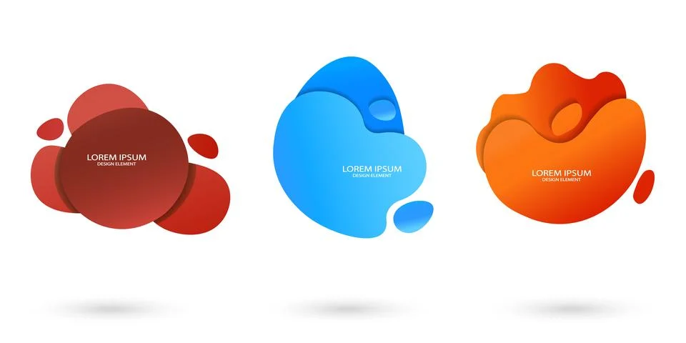 Fluid frame isolated on white background. Set of abstract liquid shapes Stock-Illustration