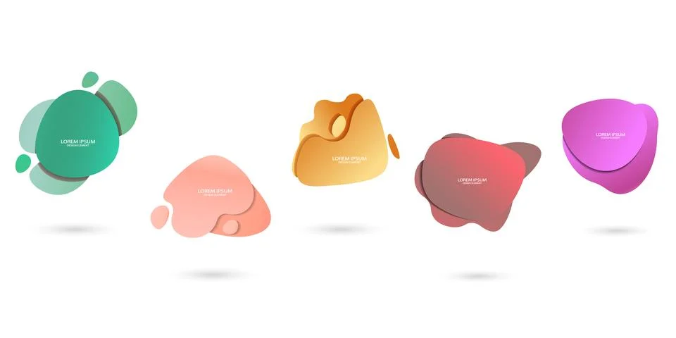Fluid frame isolated on white background. Set of abstract liquid shapes Stock-Illustration