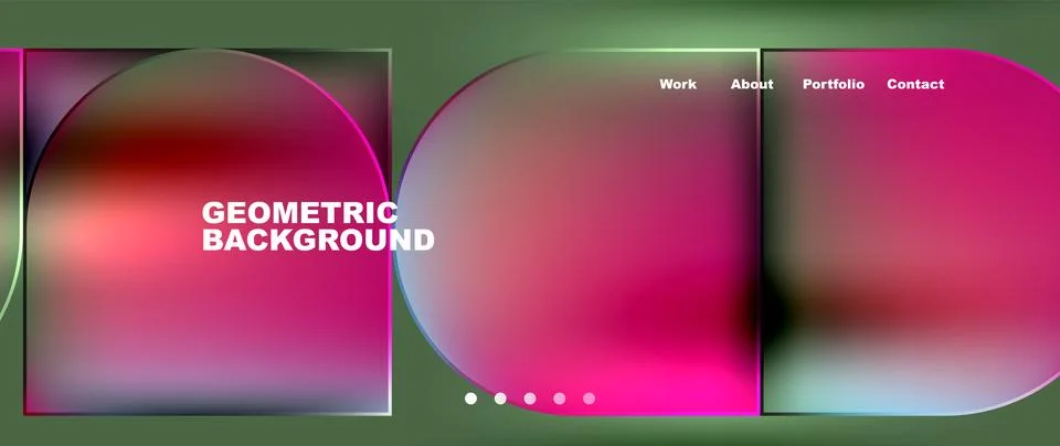 Fluid geometric pattern with circles and squares on a green background Stock Illustration