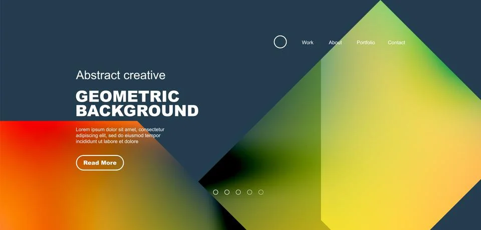 Fluid gradient geometric triangles, abstract landing page background. Minimal Illustrazione stock