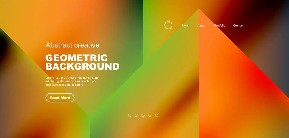 Fluid gradient geometric triangles, abstract landing page background. Minimal Illustrazione stock