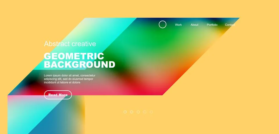 Fluid gradient geometric triangles, abstract landing page background. Minimal Illustrazione stock