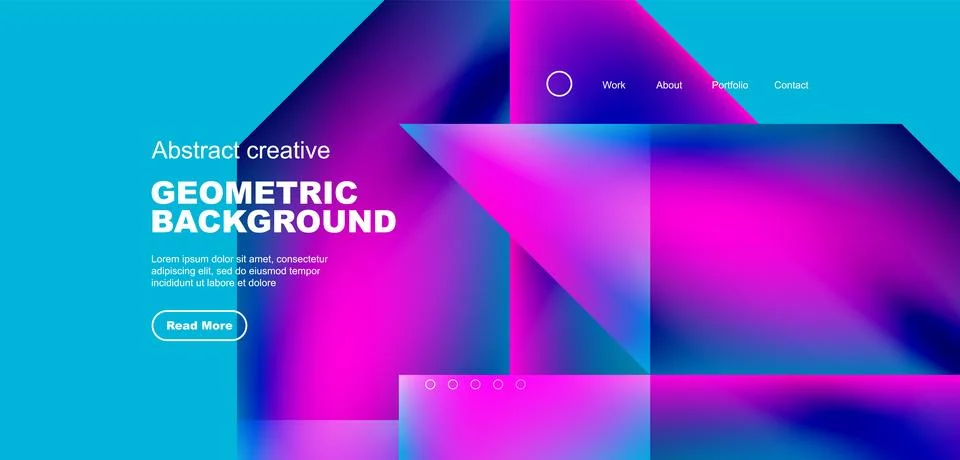 Fluid gradient geometric triangles, abstract landing page background. Minimal Illustrazione stock