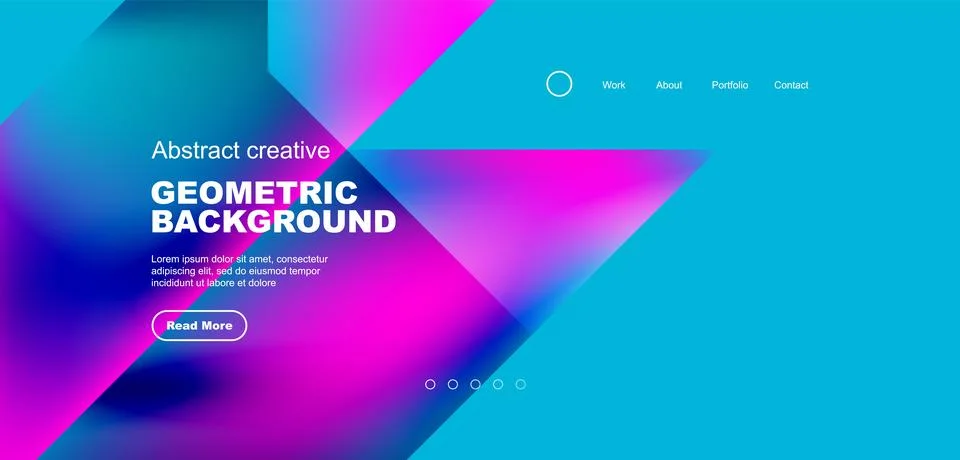 Fluid gradient geometric triangles, abstract landing page background. Minimal Illustrazione stock