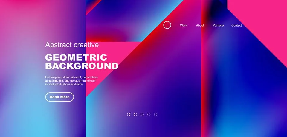 Fluid gradient geometric triangles, abstract landing page background. Minimal Illustrazione stock