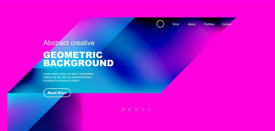 Fluid gradient geometric triangles, abstract landing page background. Minimal Illustrazione stock