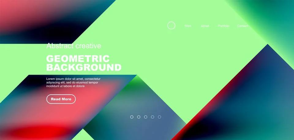 Fluid gradient geometric triangles, abstract landing page background. Minimal Illustrazione stock