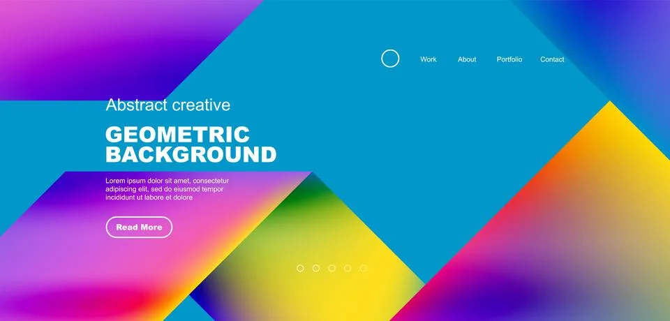 Fluid gradient geometric triangles, abstract landing page background. Minimal Illustrazione stock