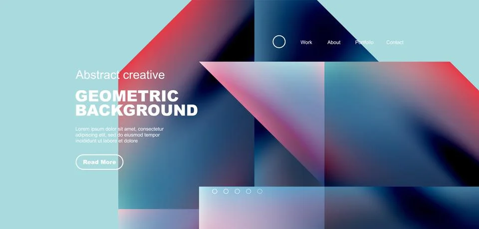 Fluid gradient geometric triangles, abstract landing page background. Minimal Stock Illustration