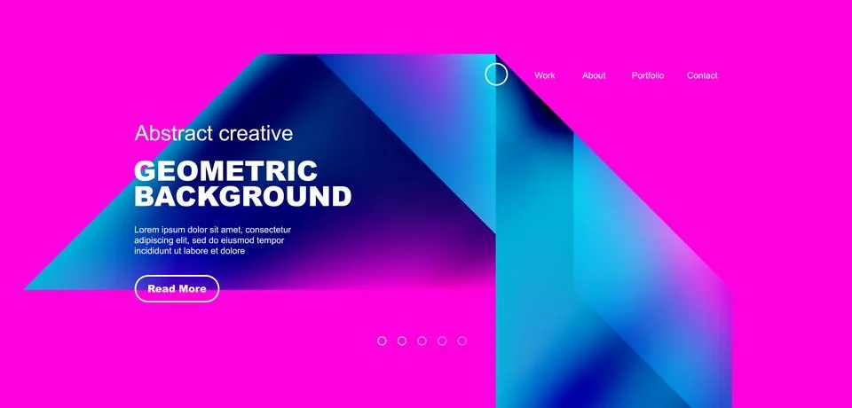 Fluid gradient geometric triangles, abstract landing page background. Minimal Illustrazione stock