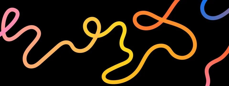 Fluid gradient line background. Rainbow loops and curved lines. Squiggly ve.. Stock Illustration