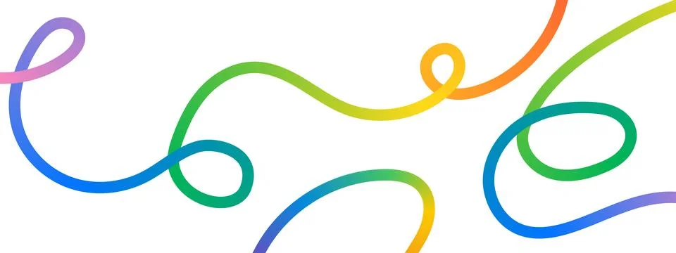 Fluid gradient squiggle line background. Vibrant colorful ribbon elements a.. Stockillustratie