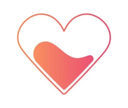 Fluid in the Heart. Red-orange Gradient colors. Contour line. Valentine card Stock Illustration