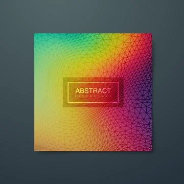 Fluid iridescent multicolored background with polygonal grid. Stock Illustration