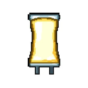 Fluid iv drip bag pixel art vector illustration Stock Illustration