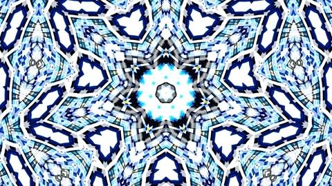 Fluid Kaleidoscope Snowflake Evolution Light Blue Color Radial Symmetric Stock Footage 323690101