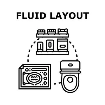 Fluid layout planning for modern bathroom design project Stock Illustration