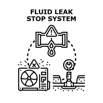 Fluid leak stop system concept vector icon Stock Illustration