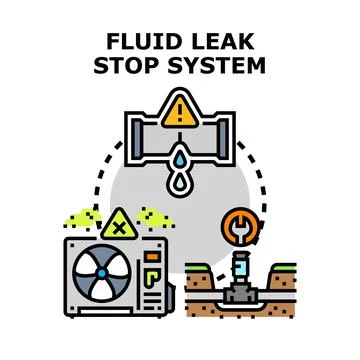 Fluid leak stop system concept vector icon 스톡 일러스트