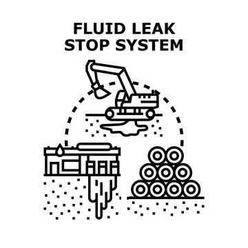Fluid leak stop system for environmental protection and repair 스톡 일러스트