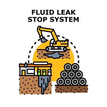 Fluid leak stop system for environmental protection and repair Stock Illustration