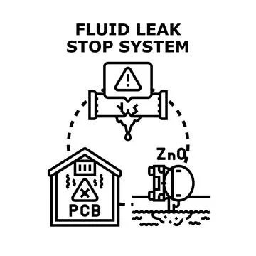 Fluid leak stop system preventing environmental pollution Stock Illustration