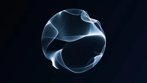 Fluid light mesh sphere with translucent digital wave structure on dark bac.. Stock Illustration