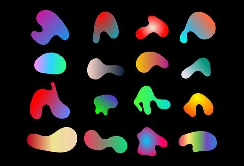 Fluid liquid gradient color abstract geometric shapes set.  Fluid gradient .. Stock Illustration
