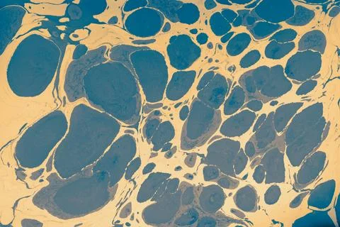 Fluid liquid ink Ebru marbling abstract texture background. イラスト素材