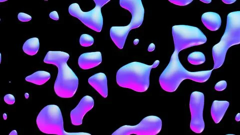 Fluid metallic drops y2k background. Dynamic iridescent retrowave liquid forms Stockillustratie