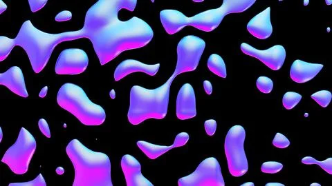 Fluid metallic drops y2k background. Dynamic iridescent retrowave liquid forms Stockillustratie