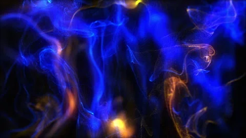 Fluid movement animated background. Blue and yellow particles in the liquid Stock Footage 245509381