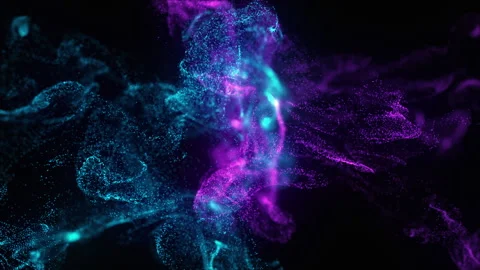 Fluid movement animated background. Blue and purple particles in the liquid Video stock 246146345
