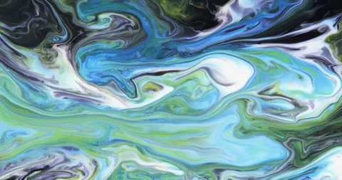 Fluid moving background in blue, green, gray tones. Cellular pattern. Marble Stock Footage 241750845