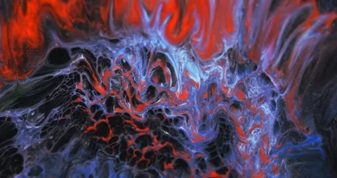 Fluid moving background in blue tones with red streaks. Cellular pattern. Marble Stock-Footage 249553044