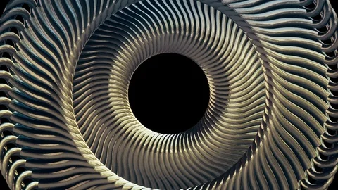 Fluid moving rotating bronze metal chain eye circles seamless loop animation 3d Video stock 88865500