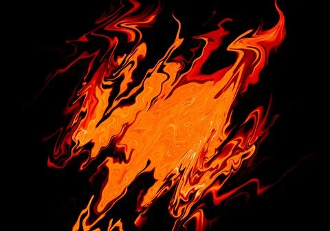 Fluid orange flame abstract texture on black background Stock Illustration
