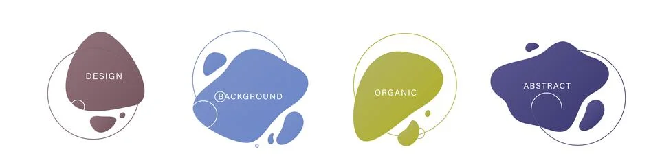 Fluid organic abstract shape element vector background set with liquid flat wave Stock Illustration