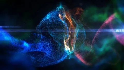 Fluid particles spreading or explosion. Colorful paint drops motion Stock Footage 124043136