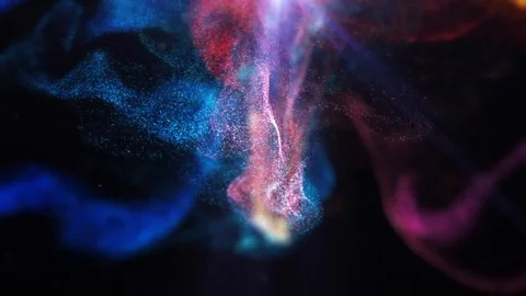 Fluid particles spreading or explosion. Colorful paint drops motion Vidéo 124043156