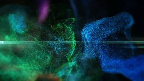 Fluid particles spreading or explosion. Colorful paint drops motion Stock Footage 124043198