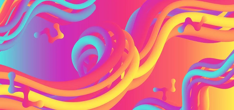 Fluid rainbow wave flow modern design party colorful background Stock Illustration
