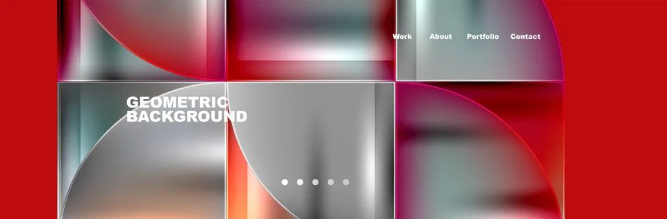 Fluid rectangles with geometric pattern on a red background Stock Illustration