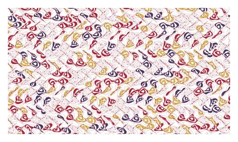 Fluid red and yellow wave pattern with distorted geometric organic elements.. Stock Illustration