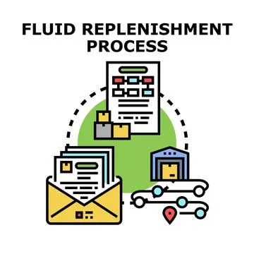 Fluid replenishment process with supply chain logistics Stock Illustration