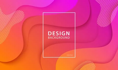 Fluid shape banner design background. Liquid geometric orange and pink gradie Illustrazione stock