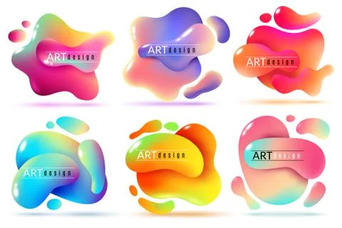 Fluid shape banners. Liquid shapes abstract color flux elements paint forms 库存插图
