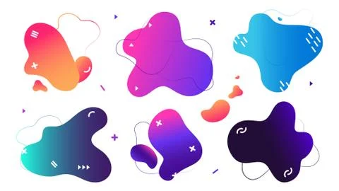 Fluid shapes. Abstract bright design elements, memphis decorative banners Illustrazione stock